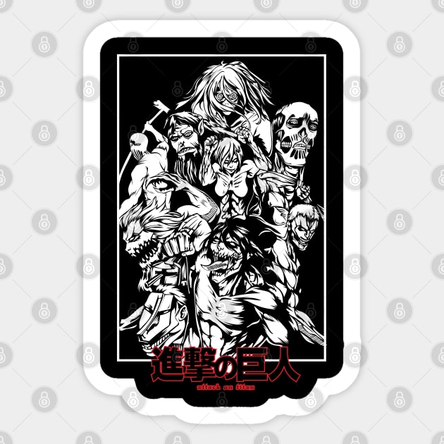 Attack on Titan - All Nine Titans Art Sticker by Otaku Vibes
